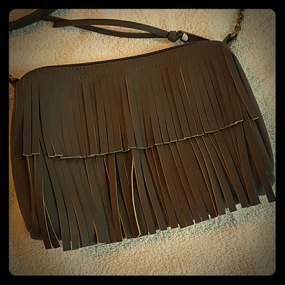 Brown fringe handbag shoulder crossbody purse bag - Picture 2 of 8